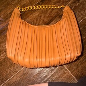 Elegant Tan Pleated Women's Bag
